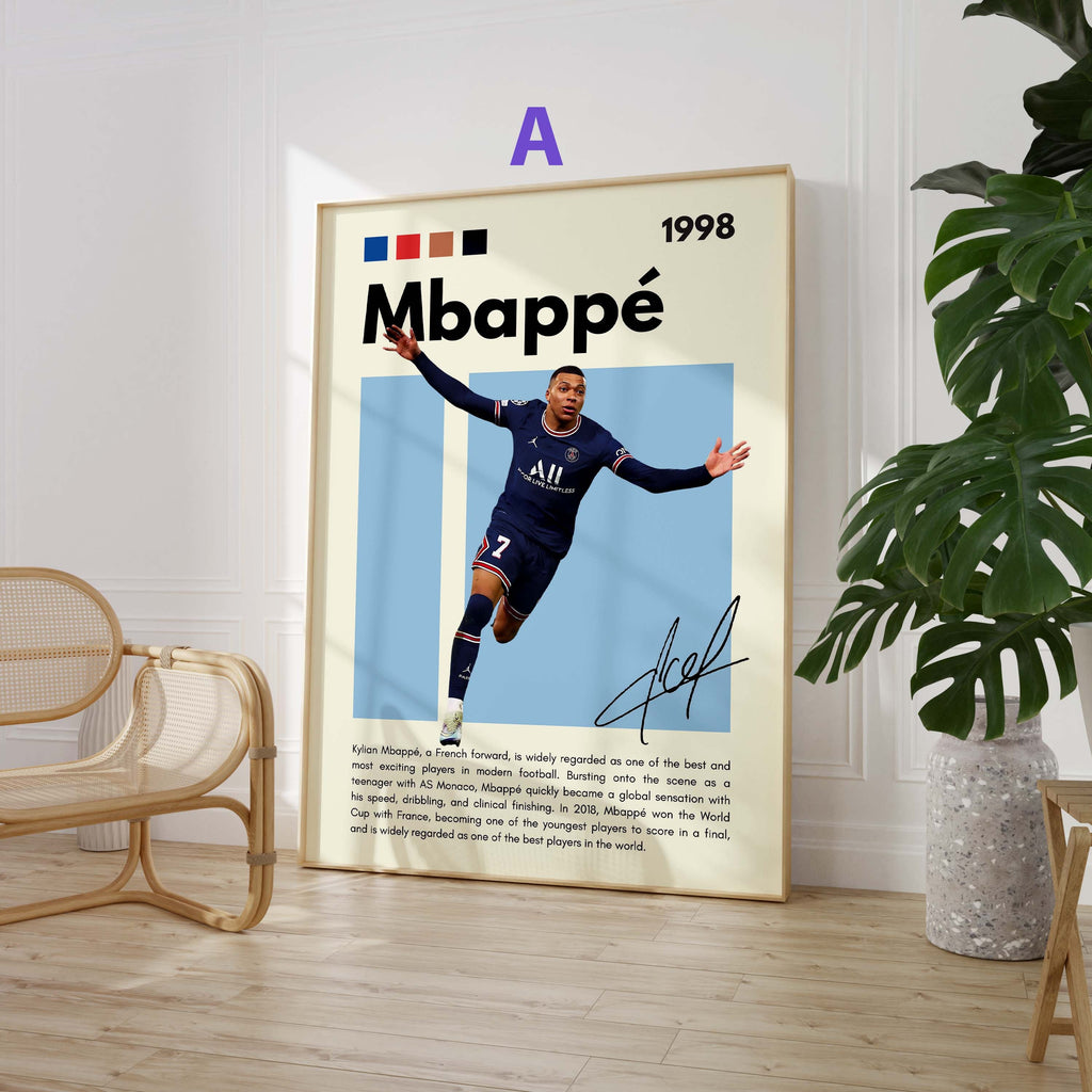 Fußball Stars Poster · Mbappé Neymar Messi Hakimi Haaland Yamal · Sport Wanddeko · Print ohne Rahmen
