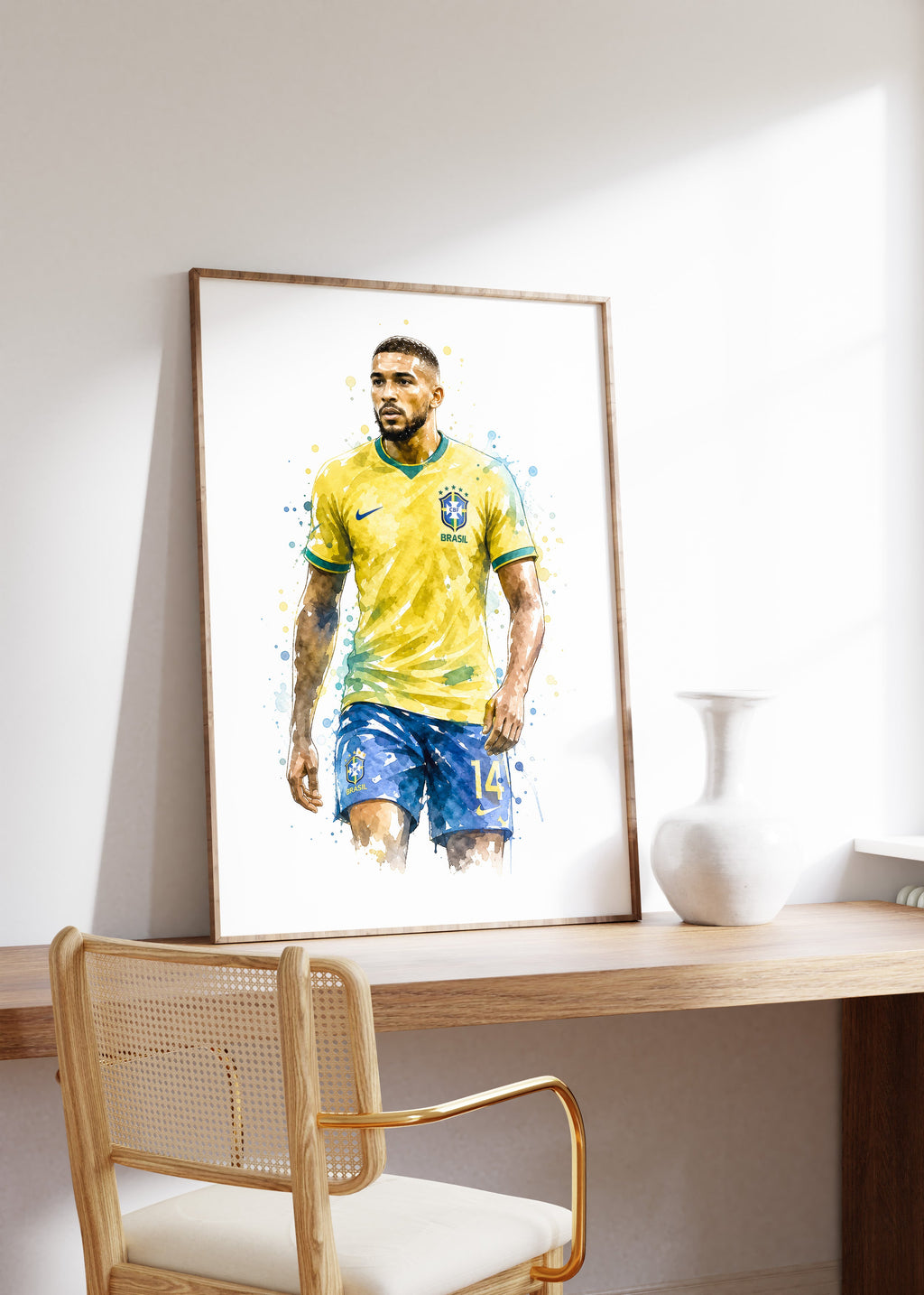 Brasilien Fussball Poster · Geschenkidee · Aquarell Sport Wandbild · Deko Print ohne Rahmen