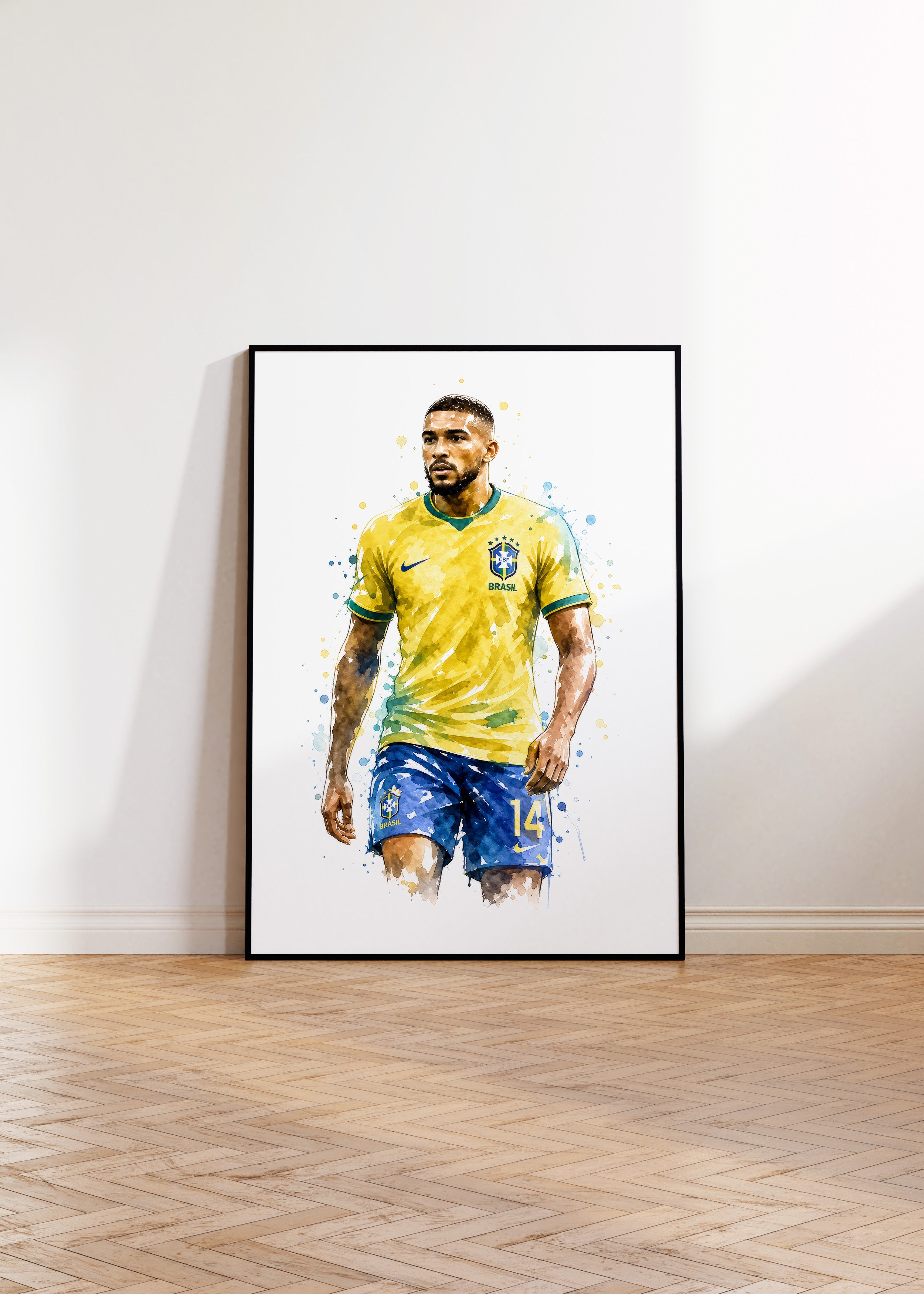 Brasilien Fussball Poster · Geschenkidee · Aquarell Sport Wandbild · Deko Print ohne Rahmen