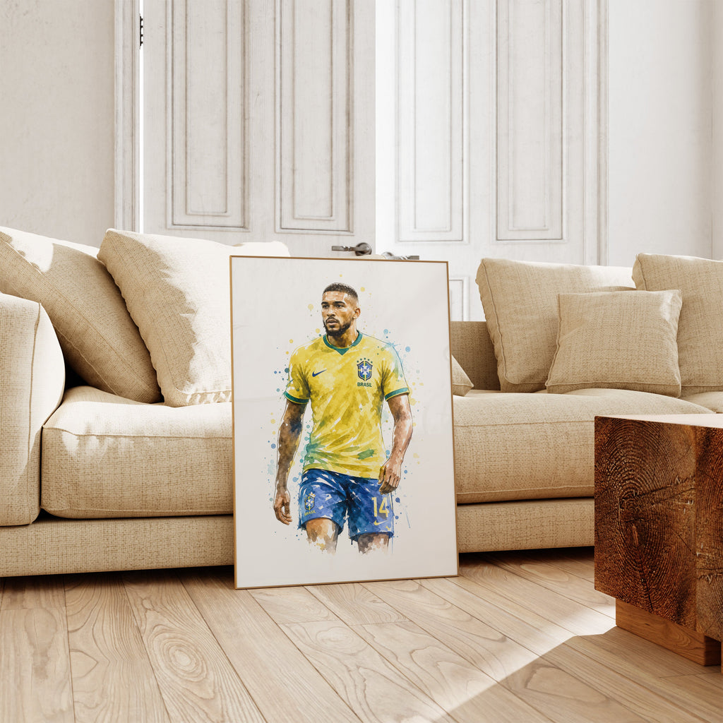 Brasilien Fussball Poster · Geschenkidee · Aquarell Sport Wandbild · Deko Print ohne Rahmen