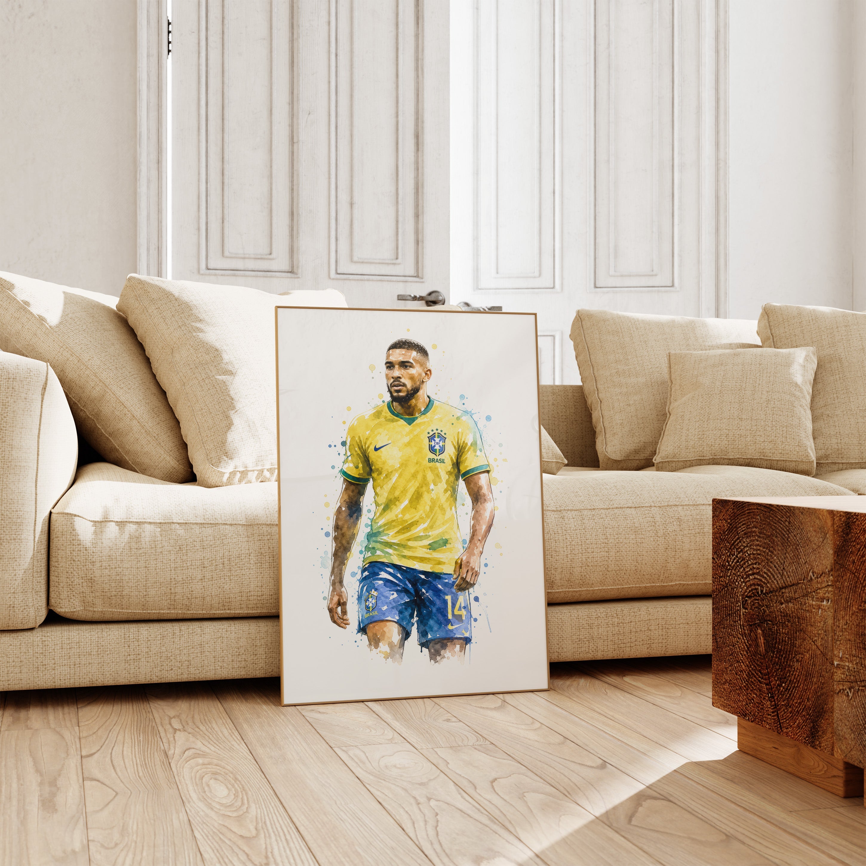 Brasilien Fussball Poster · Geschenkidee · Aquarell Sport Wandbild · Deko Print ohne Rahmen