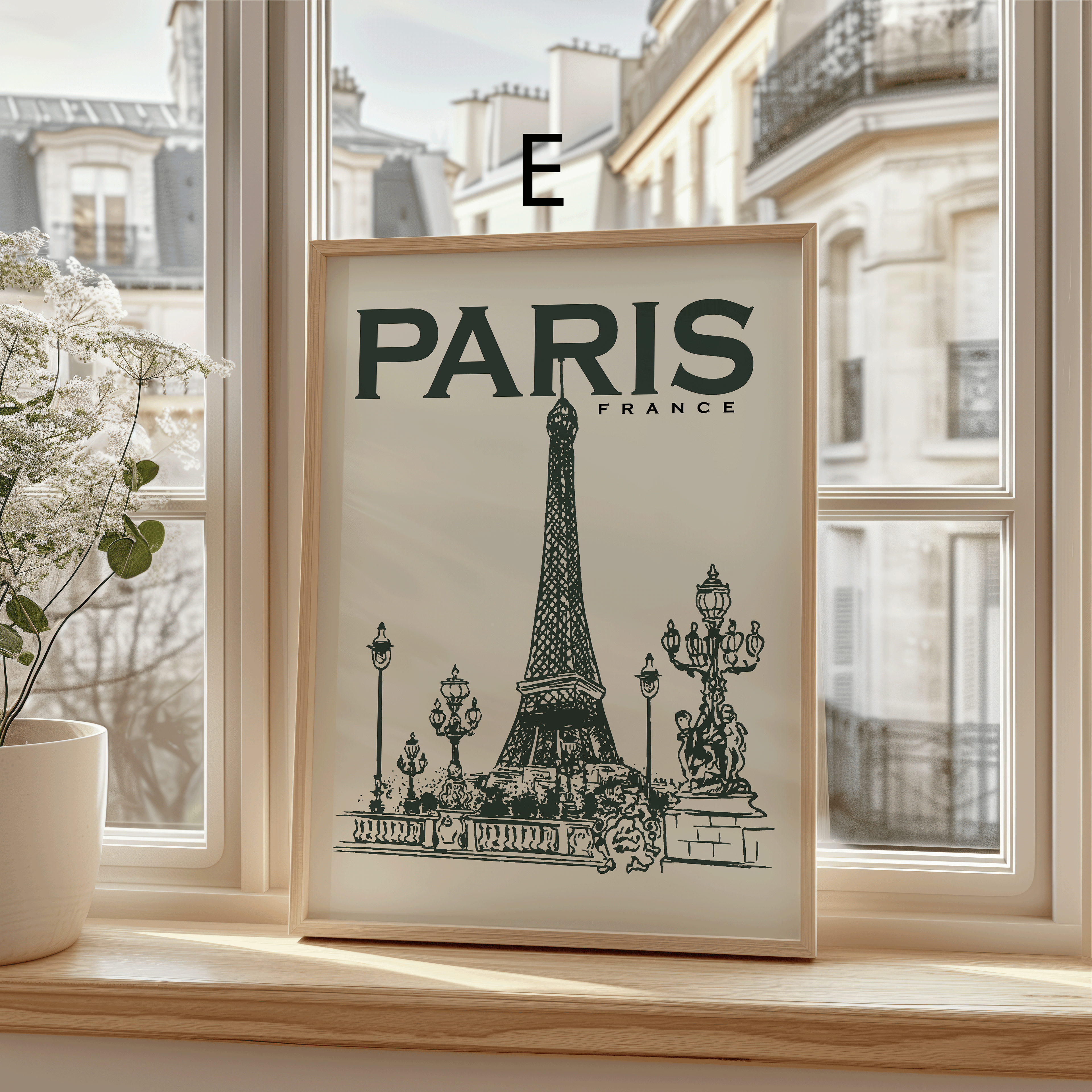 Paris Poster · Geschenkidee · Eiffelturm Café Vintage Stadtillustration · Dekoprint ohne Rahmen