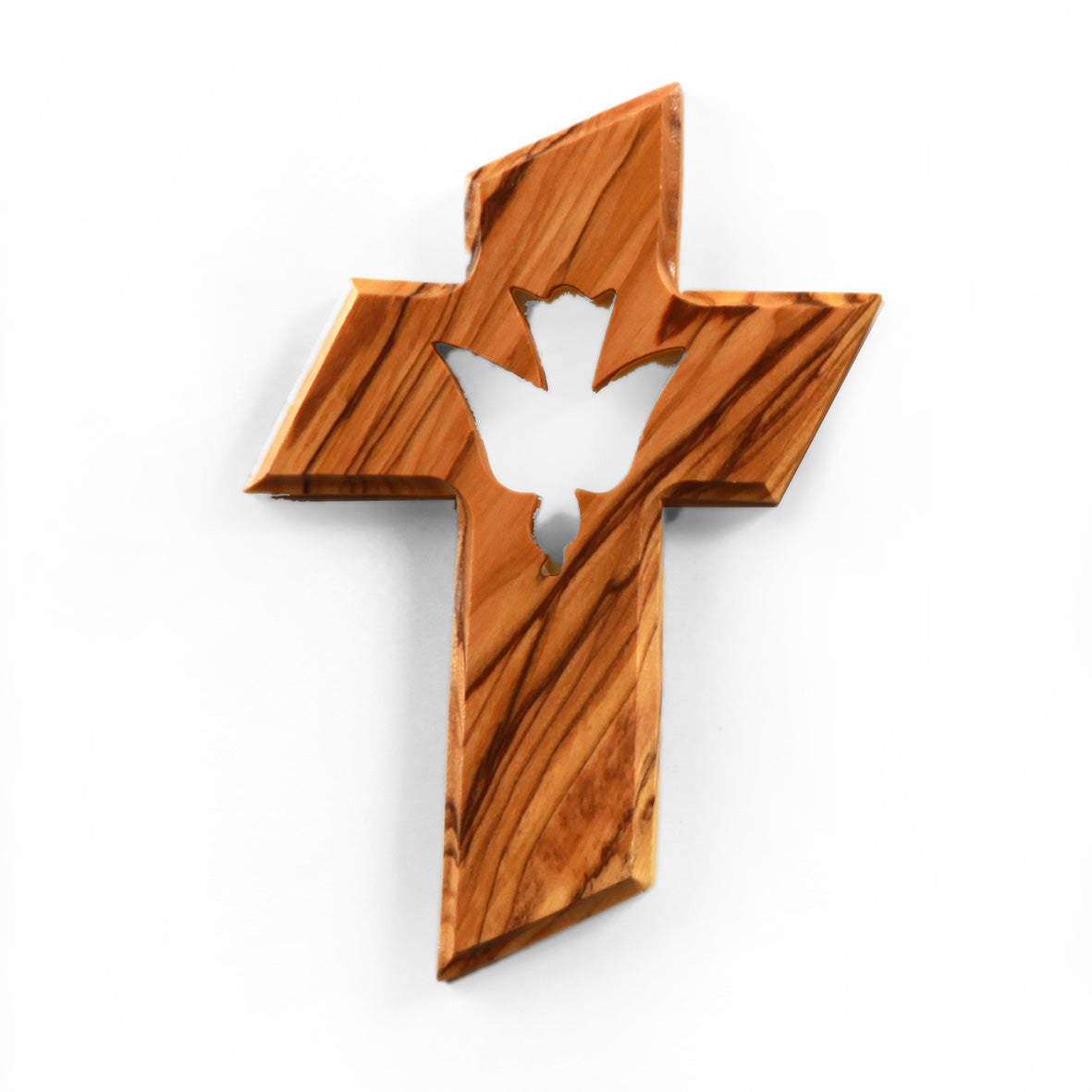 Olive wood wall cross with the Holy Spirit