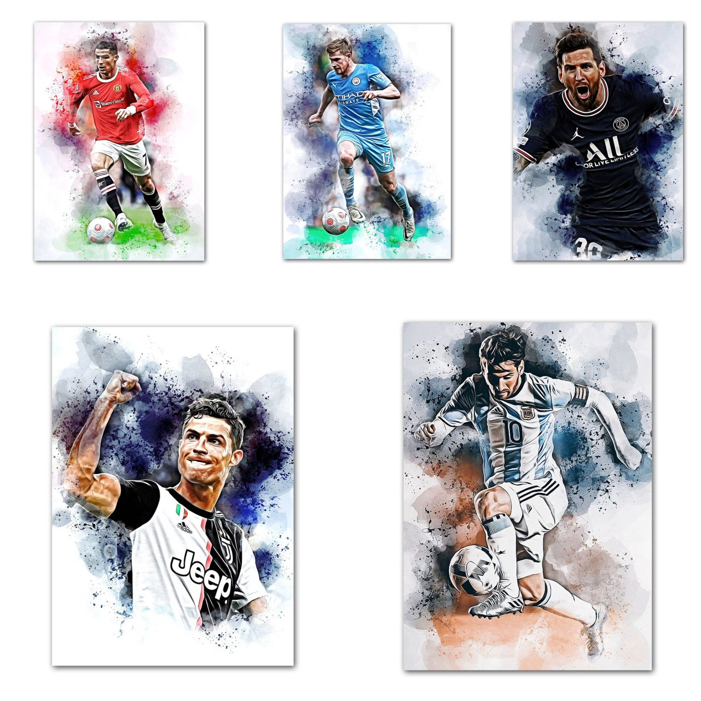 Poster Fußballspieler Lionell Messi & Christiano Ronaldo Tor Jubel als Deko Print ohne Rahmen