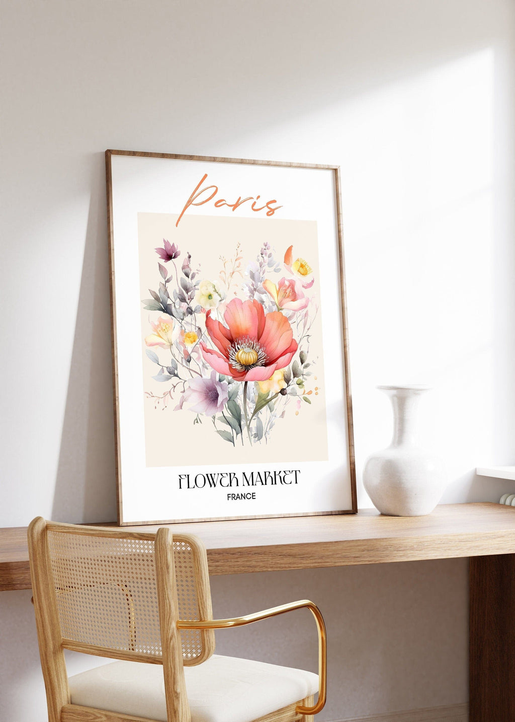 Paris Flower Market France Design Poster · Geschenkidee · Wanddeko Wohnzimmer Küche · Skandinavisches Design · Deko Print ohne Rahmen